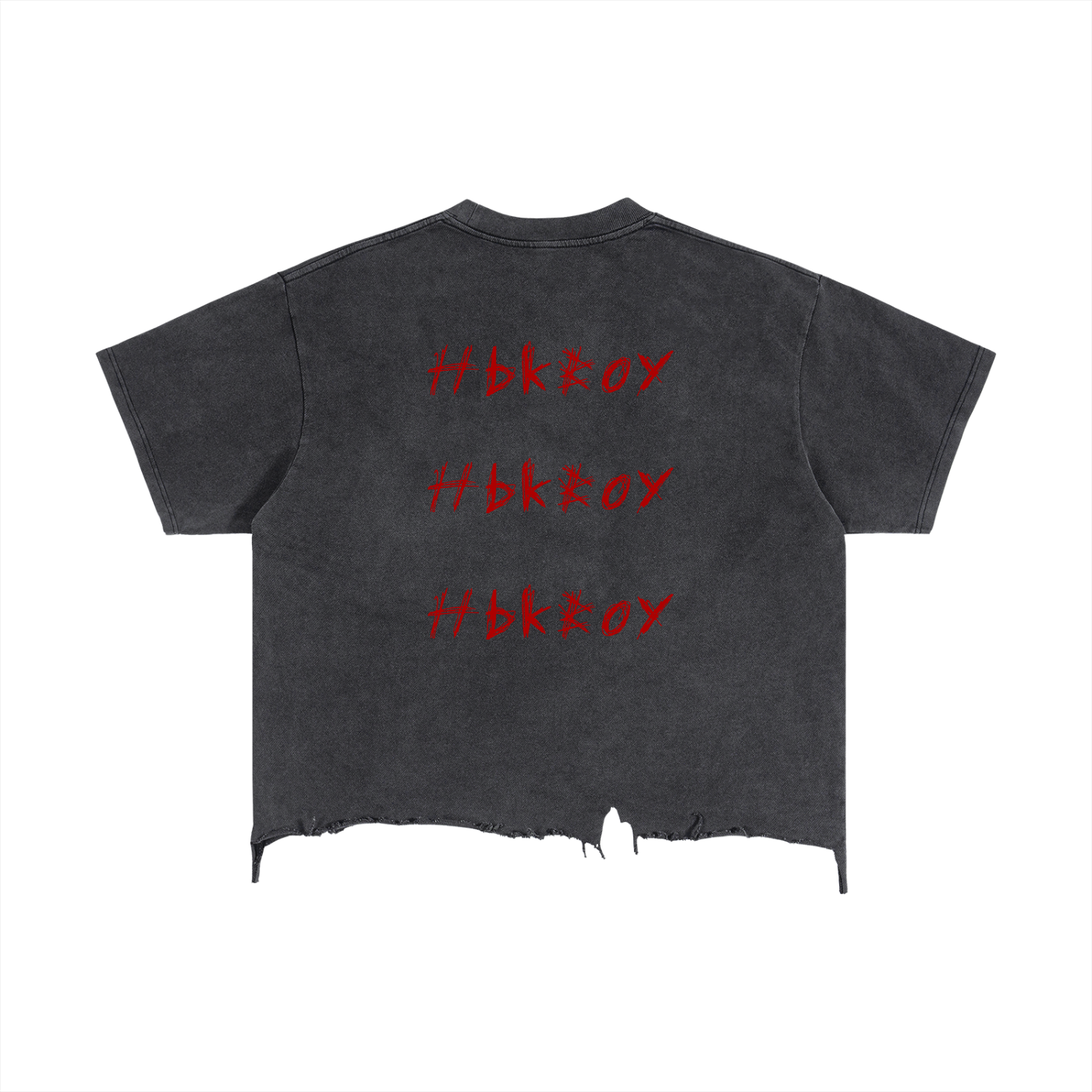 Hbkboy - Vintage Wash Boxy Distressed Hem T-Shirt