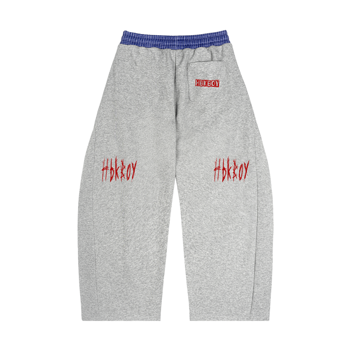 Hbkboy - Plaid Waistband Barrel Sweatpants