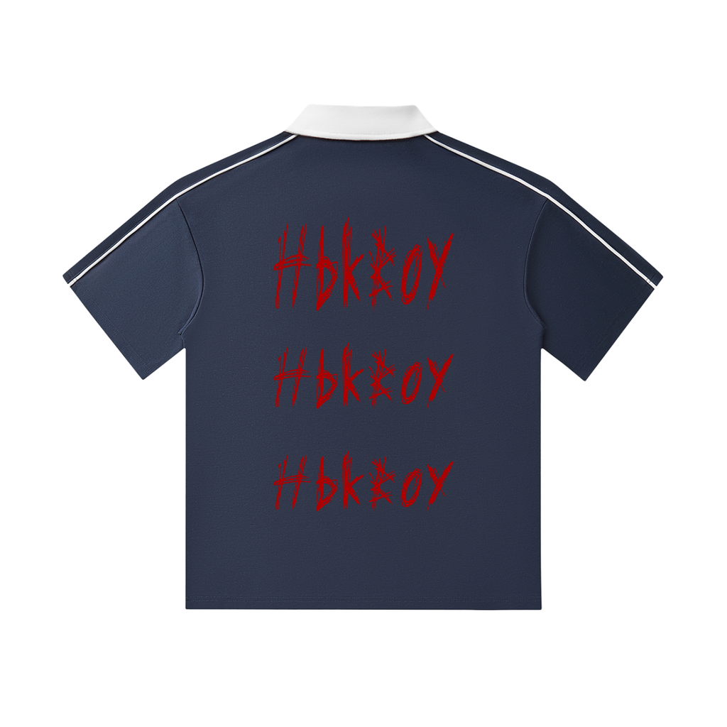 Hbkboy - Contrast Collar Short-Sleeve Polo Shirt